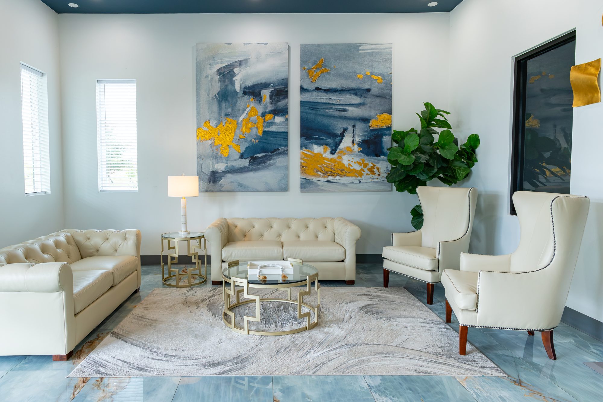 The entry lounge at Serenity Oaks Inpatient Rehabilitation Hospital